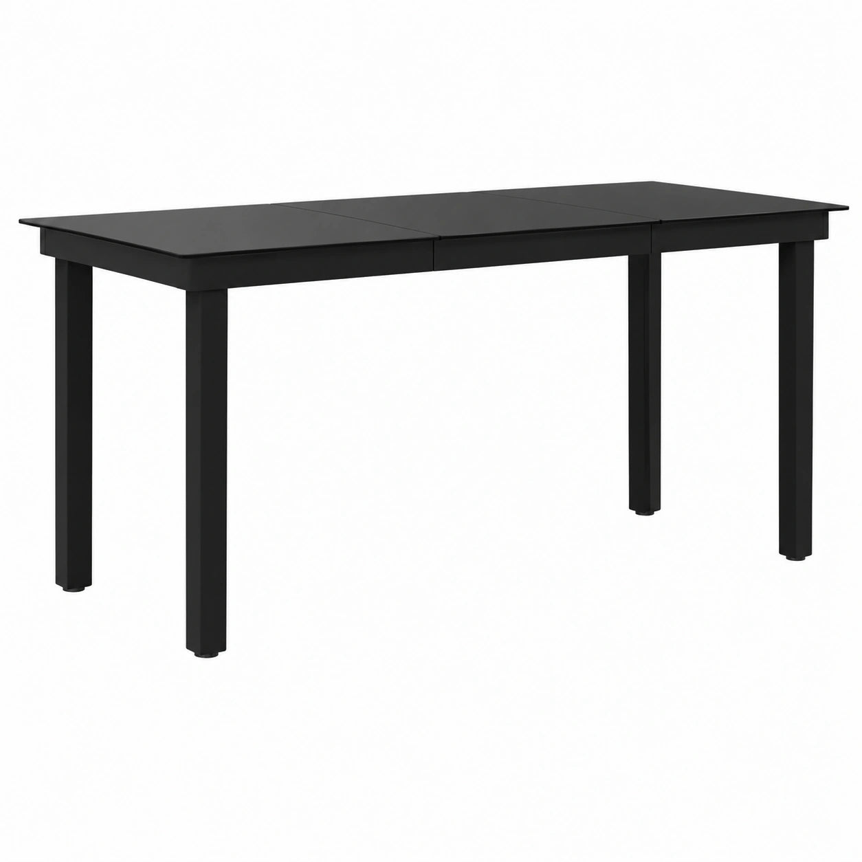 Esstisch – 140 × 70 × 74 cm, aus Stahl und Glas, Schwarz, für Garten
