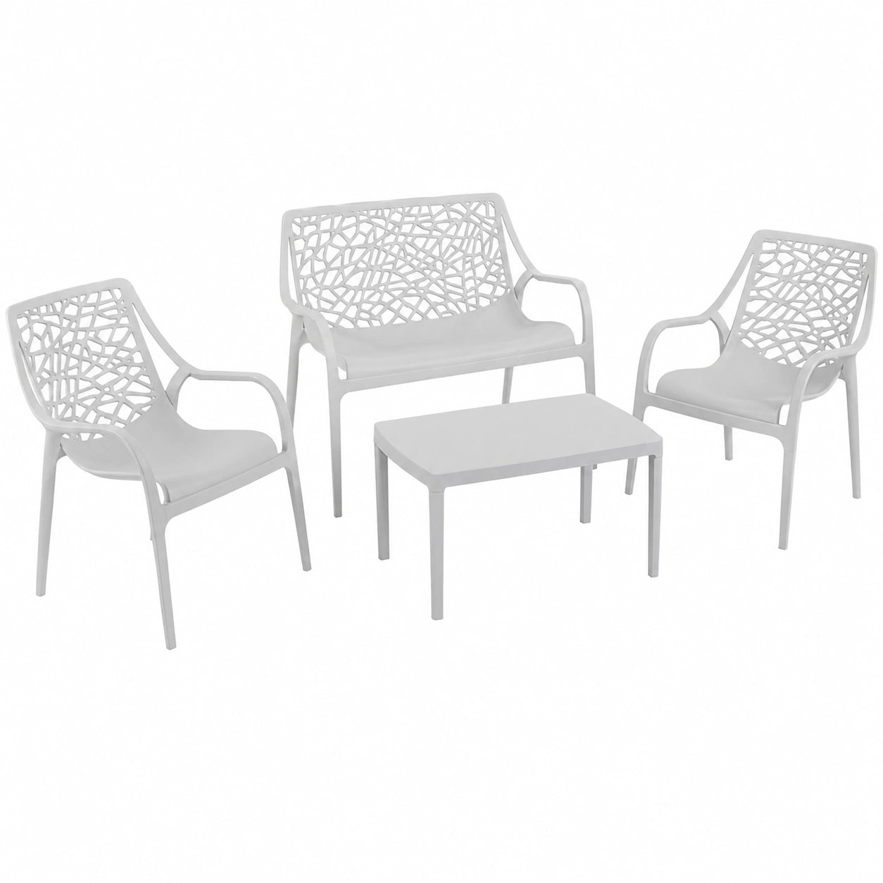 Sofa – 2-Sitzer, moderner Stil, stapelbar, Hellgrau, für Garten