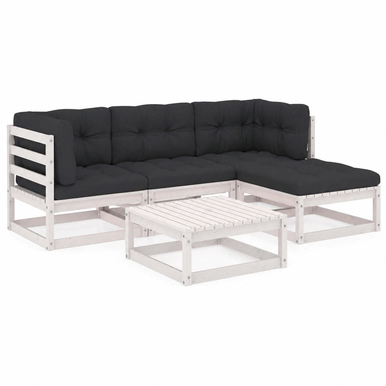 Garten-Lounge-Set – 5-teilig, aus Massivholz und Kiefernholz, für Garten und Terrasse