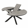 Gartentisch – 140 cm, runde Form, ausziehbar, aus Aluminium, Anthrazit und Hellgrau
