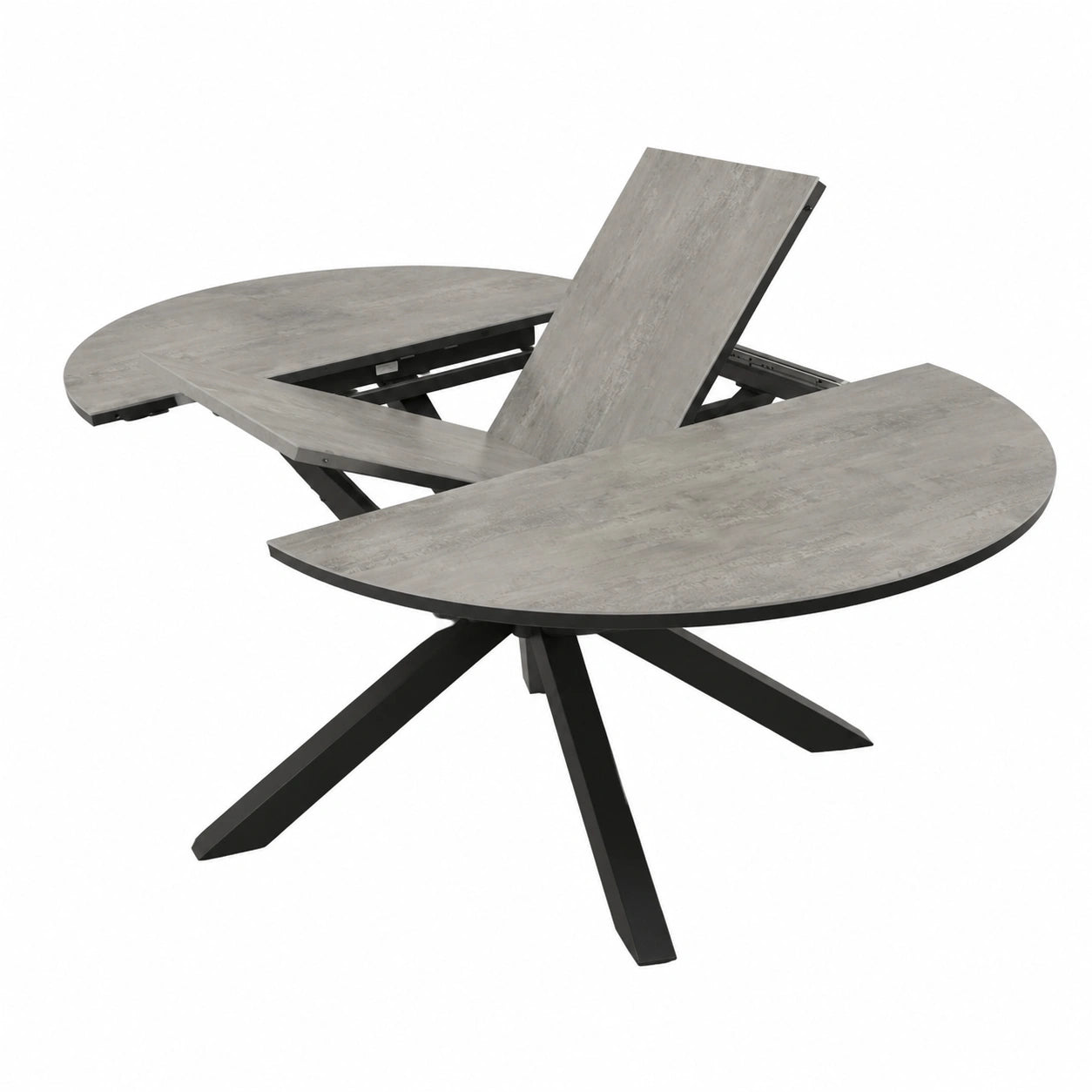 Gartentisch – 140 cm, runde Form, ausziehbar, aus Aluminium, Anthrazit und Hellgrau