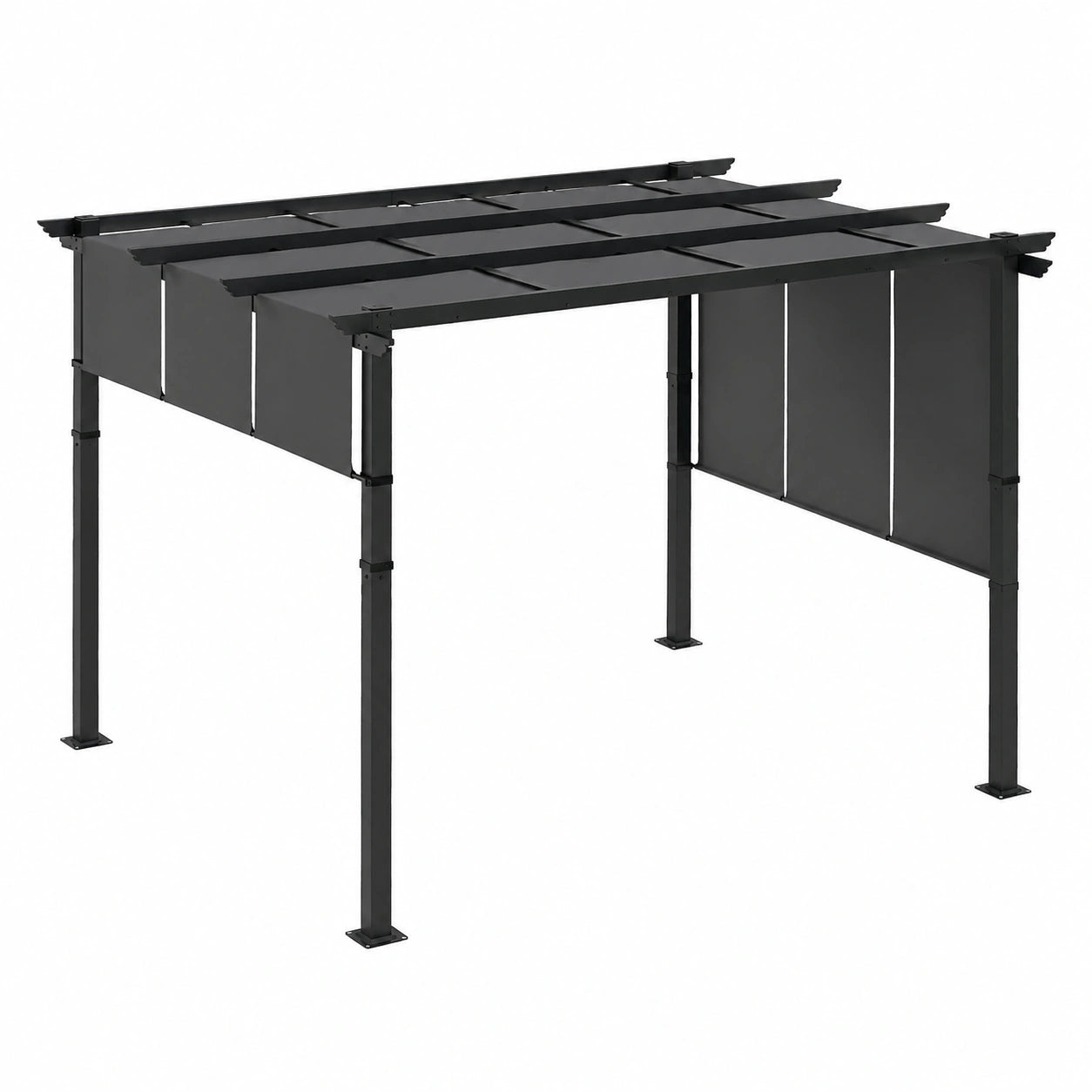 Pergola – freistehend, aus Metall, Dunkelgrau, für Garten und Terrasse