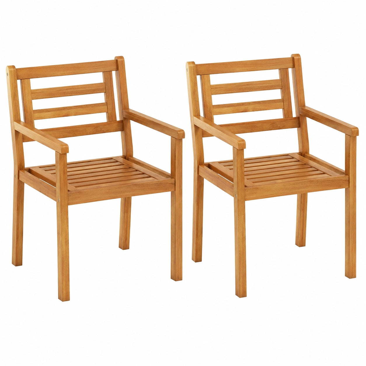 Gartenstühle – 2er-Set, mit Armlehnen, aus Holz, für Garten, Terrasse und Balkon