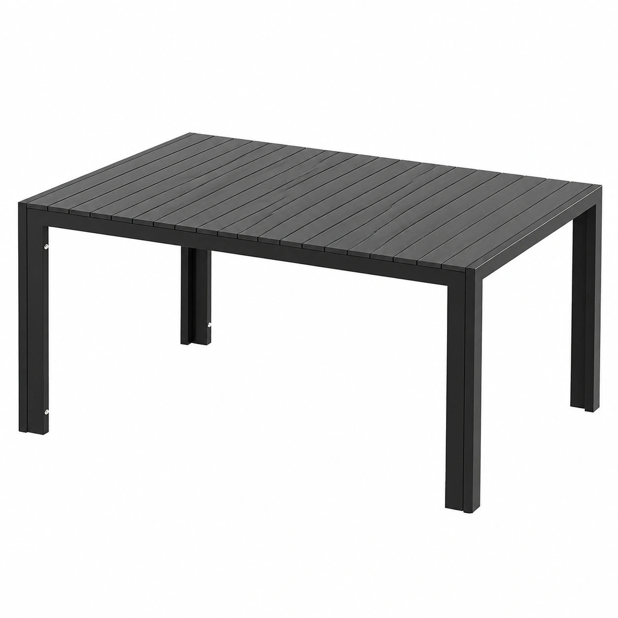 Gartentisch – für 6 Personen, 140 × 90 × 75 cm, rechteckige Form, aus Aluminium, Schwarz, für Garten, Terrasse und Balkon