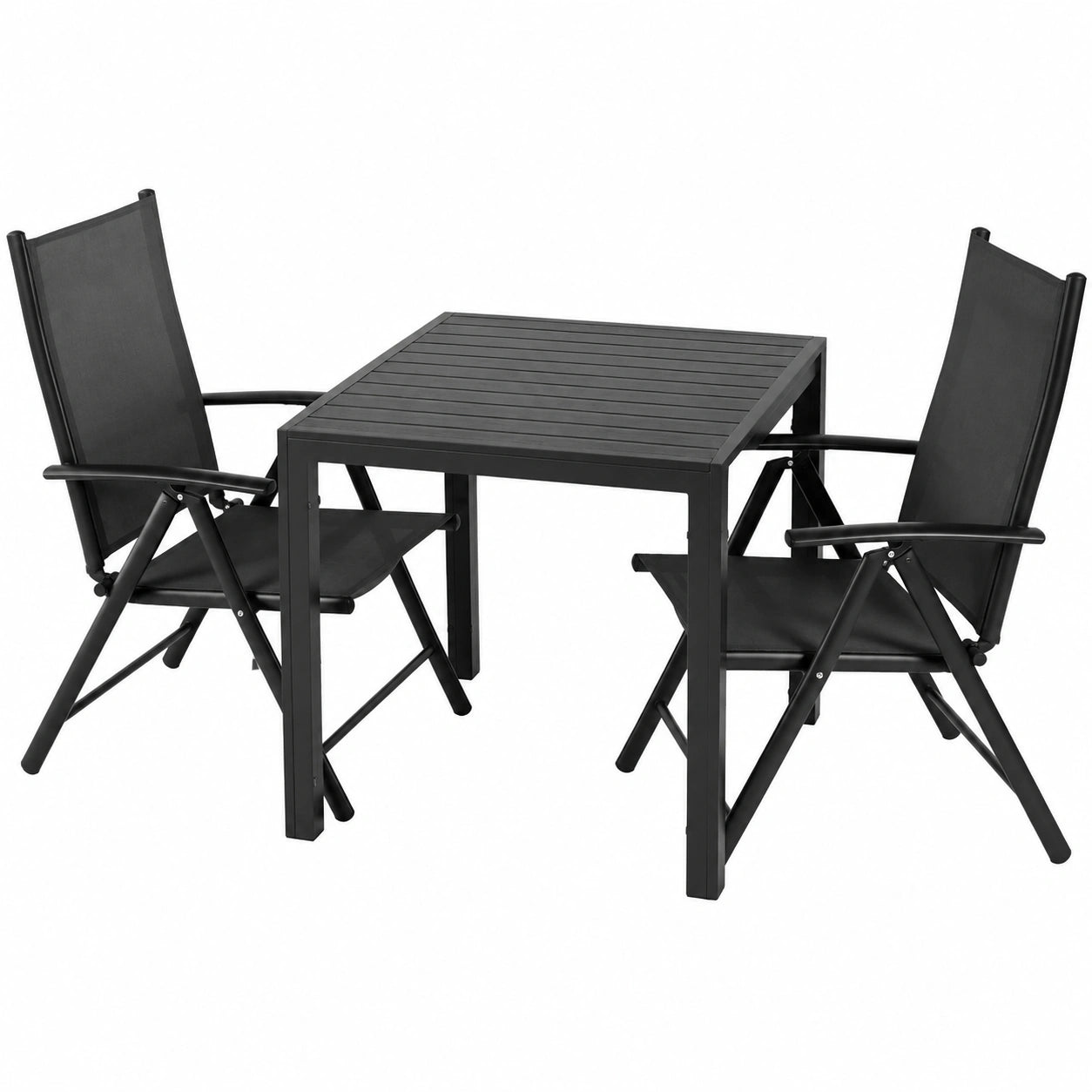 Gartenmöbel – 3-teilig, aus Aluminium, Schwarz