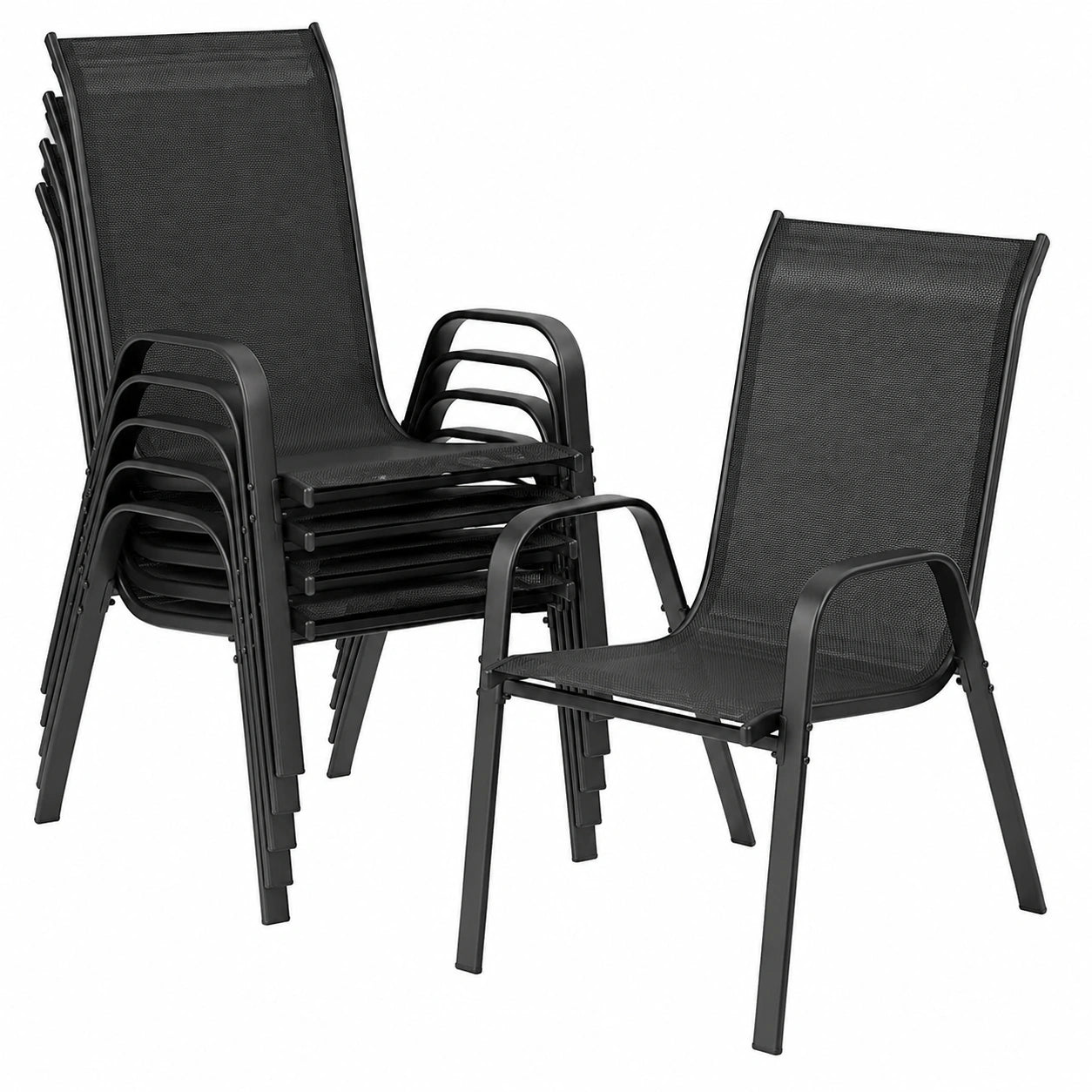 Gartenstühle – 54 × 69 × 93 cm, stapelbar, Schwarz