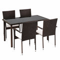 Garten-Lounge-Set – 5-teilig, aus Rattan, Schwarz, für Garten und Balkon