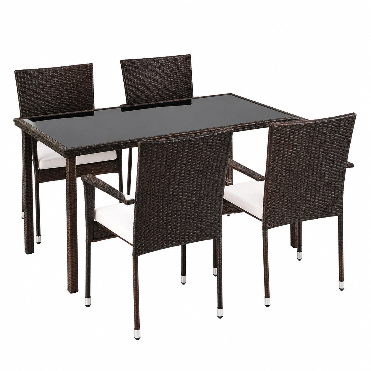 Garten-Lounge-Set – 5-teilig, aus Rattan, Schwarz, für Garten und Balkon
