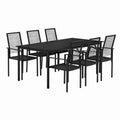 Esstisch – 7-teilig, Schwarz, für Esszimmer, Garten und Terrasse