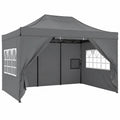 Faltpavillon – wasserdicht, UV-beständig, Grau, für Garten