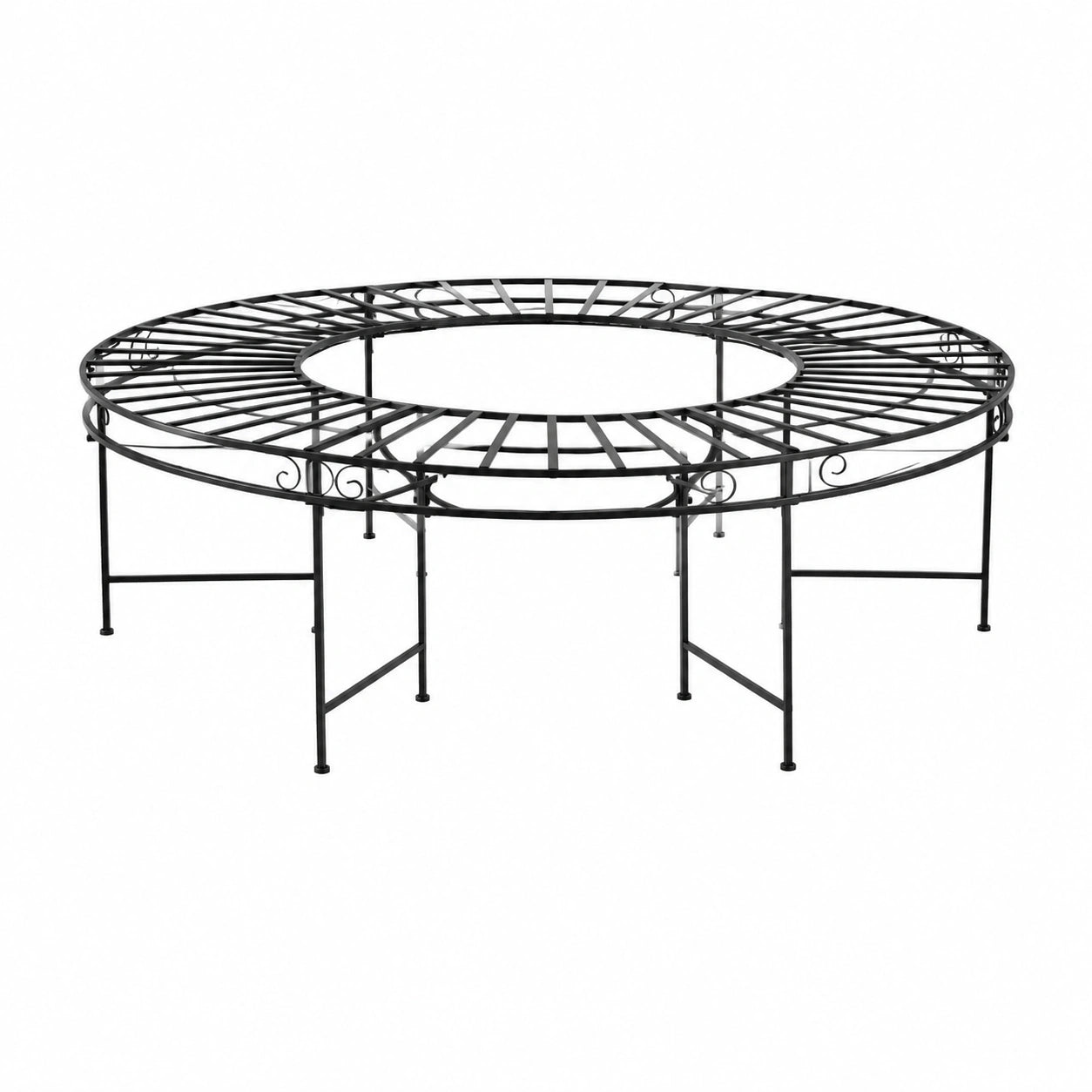 Bank – Ø 160 cm, runde Form, aus Stahl, Schwarz, für Wintergarten