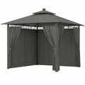 Pavillon – für 4–8 Personen, mit LED-Beleuchtung, wasserdicht, UV-beständig, Grau