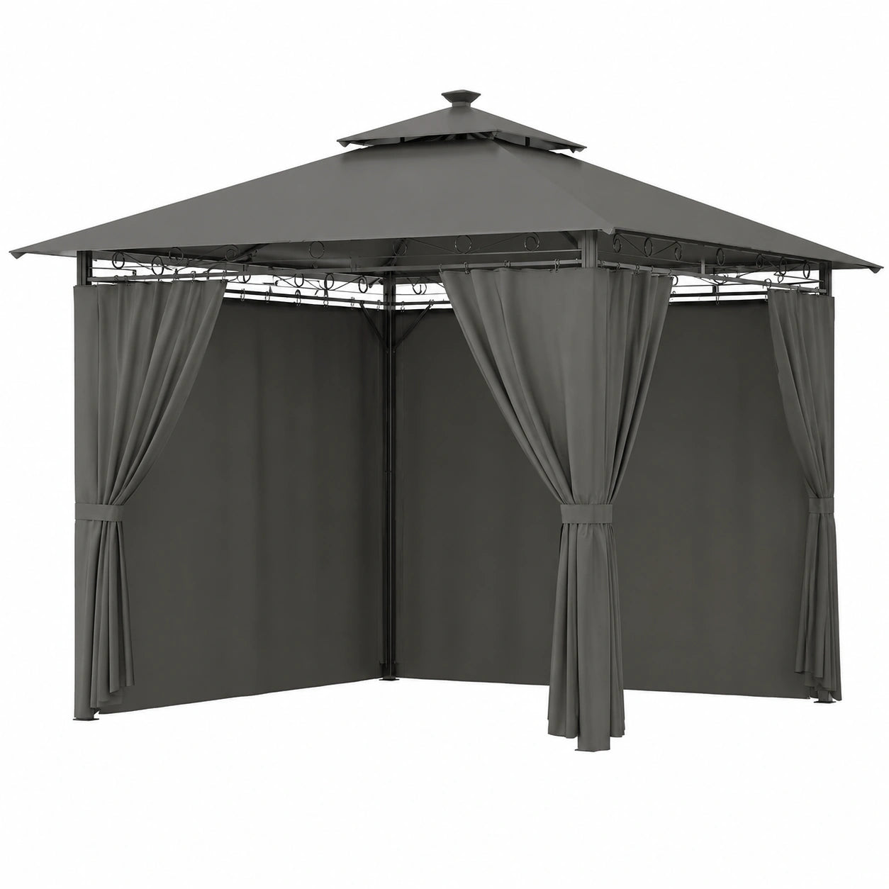 Pavillon – für 4–8 Personen, mit LED-Beleuchtung, wasserdicht, UV-beständig, Grau