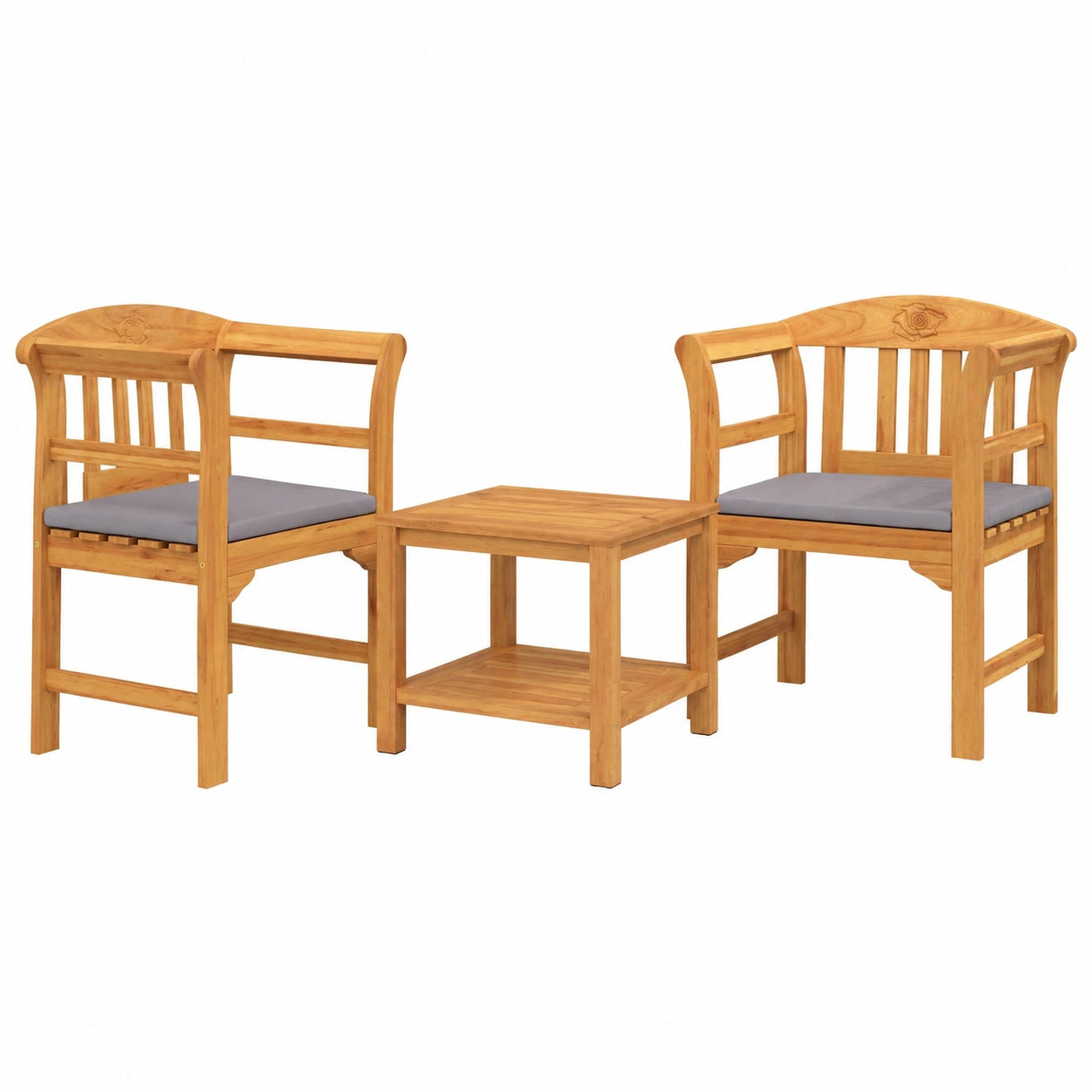 Bank – 68,5 × 46 × 82,5 cm, aus Massivholz, Naturfarben, für Terrasse und Balkon