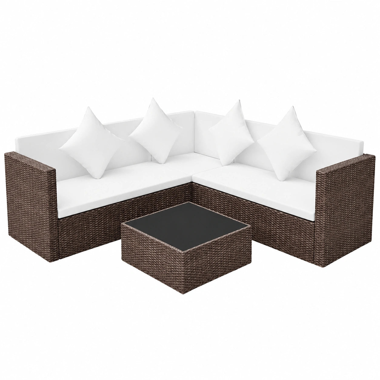 Garten-Lounge-Set – 4-teilig, aus Rattan, Braun, für Garten und Balkon