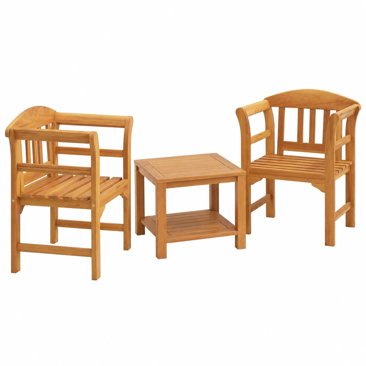 Bank – 68,5 × 46 × 82,5 cm, aus Akazienholz, Naturfarben, für Terrasse und Balkon
