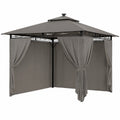 Pavillon – mit LED-Beleuchtung, wasserdicht, UV-beständig, Grau, für Garten