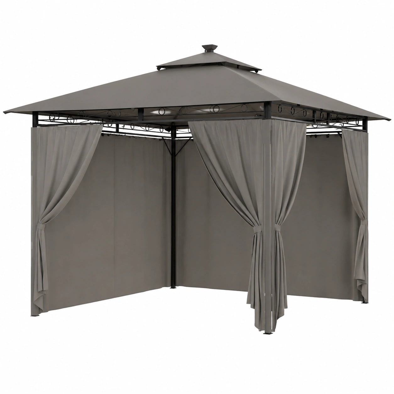 Pavillon – mit LED-Beleuchtung, wasserdicht, UV-beständig, Grau, für Garten