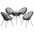 Esstisch – 5-teilig, Schwarz, für Esszimmer, Garten und Terrasse