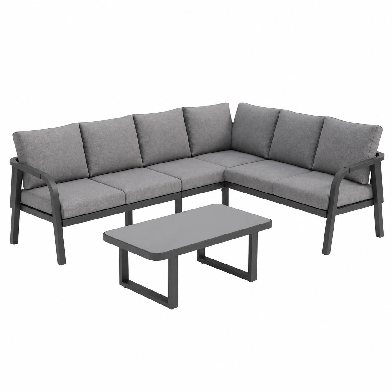 Gartenmöbel – für 6 Personen, Grau, für Terrasse und Balkon