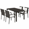 Garten-Lounge-Set – 5-teilig, aus Rattan, Schwarz, für Garten und Balkon