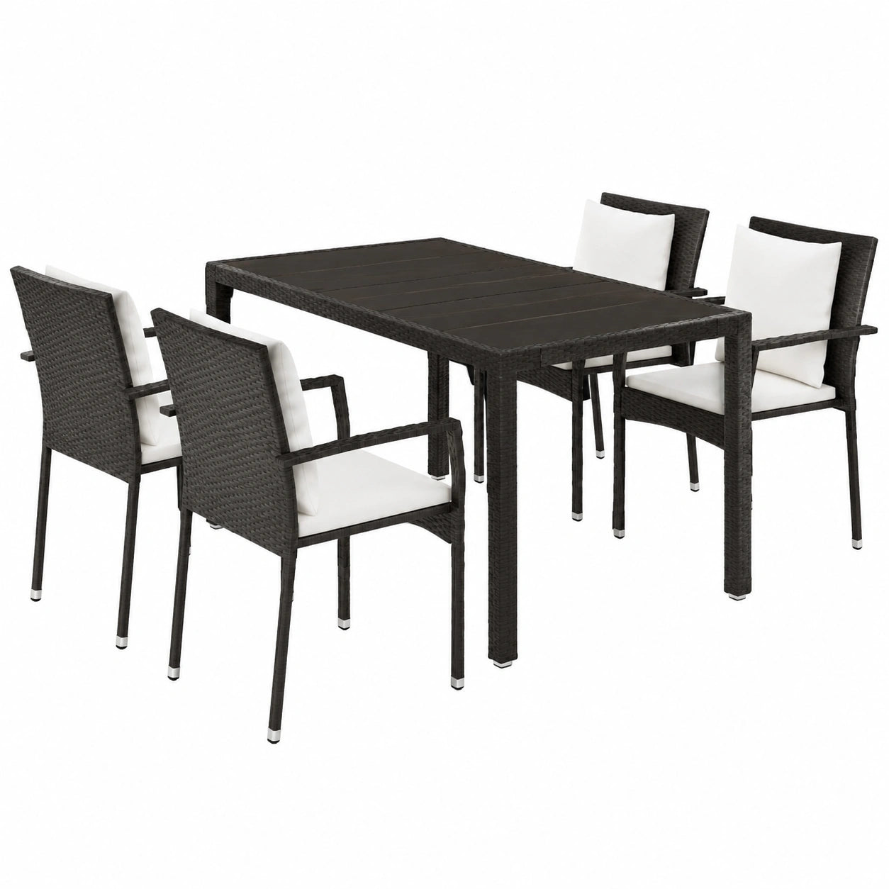 Garten-Lounge-Set – 5-teilig, aus Rattan, Schwarz, für Garten und Balkon