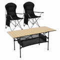 Campingtisch – 3-teilig, Schwarz und Beige
