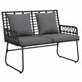 Gartenbank – 113 × 69 × 83 cm, Anthrazit und Schwarz, für Garten, Terrasse und Balkon